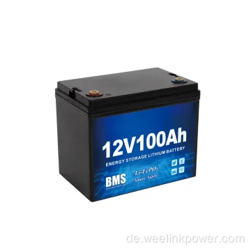 LifePO4 12V 100AH ​​BMS Batterie Solar Tiefzyklus Lithium -Ionen -Batterie für RV Elektrische Golfwagen Marine